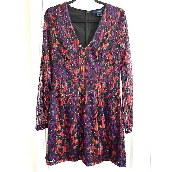 FRENCH CONNECTION Emille Inari Womens Sequined Leopars Cocktail Mini Dress - 8 - Picture 2 of 7